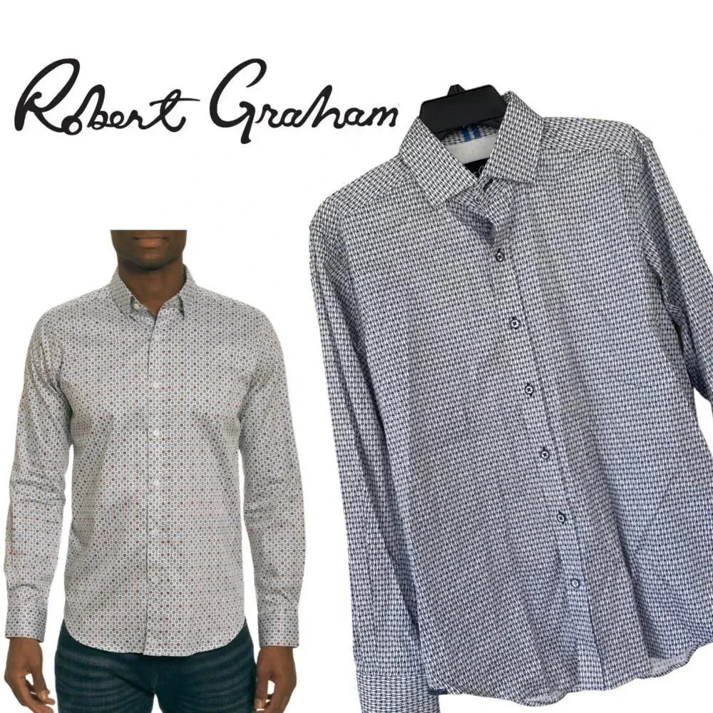 Robert Graham, Long Sleeve Button Down Shirt, Blue,‎ White